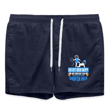 Junggesellenabschied Poltern Polterabend JGA - Badeshorts - French Navy - Vorne - AI Model Male 185 light (185cm)