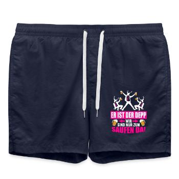 Junggesellenabschied Poltern Polterabend JGA - Badeshorts - French Navy - Vorne - AI Model Male 185 light (185cm)