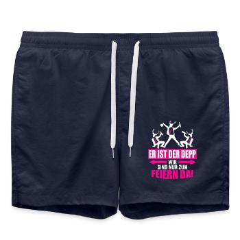Junggesellenabschied Poltern Polterabend JGA - Badeshorts - French Navy - Vorne - AI Model Male 185 light (185cm)