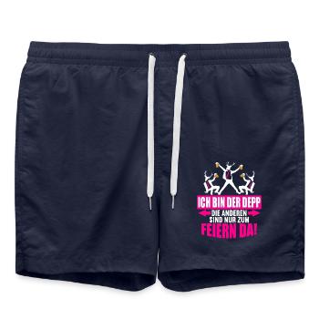 Junggesellenabschied Poltern Polterabend JGA - Badeshorts - French Navy - Vorne - AI Model Male 185 light (185cm)