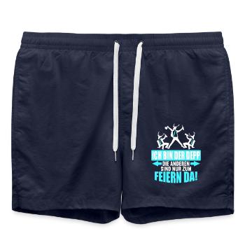 Junggesellenabschied Poltern Polterabend JGA - Badeshorts - French Navy - Vorne - AI Model Male 185 light (185cm)