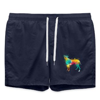 colorful splash art dog lover Boxer Dog - Swim Trunks - french navy - Front - AI Model Male 185 light (185cm)