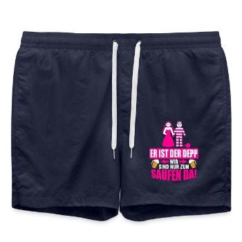 Junggesellenabschied Poltern Polterabend JGA - Badeshorts - French Navy - Vorne - AI Model Male 185 light (185cm)