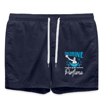Le chlore est mon parfum, drôle de water-polo - Short de bain - bleu marine - Devant - AI Model Male 185 light (185cm)