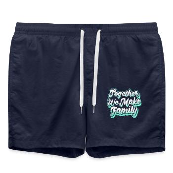 Family Saying Inspiration - Swim Trunks - french navy - Front - AI Model Male 185 light (185cm)