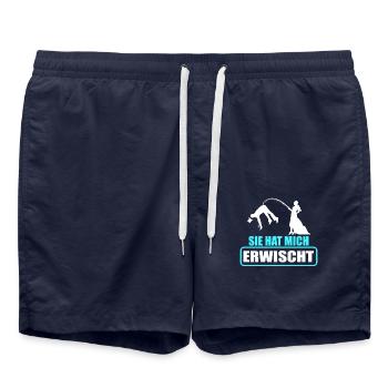 Junggesellenabschied Poltern Polterabend JGA - Badeshorts - French Navy - Vorne - AI Model Male 185 light (185cm)
