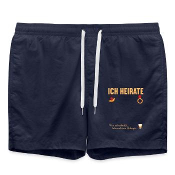 Junggesellenabschied Polterabend JGA Männer - Badeshorts - French Navy - Vorne - AI Model Male 185 light (185cm)