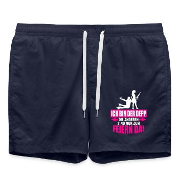 Junggesellenabschied Poltern Polterabend JGA - Badeshorts - French Navy - Vorne - AI Model Male 185 light (185cm)