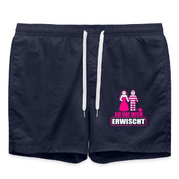Junggesellenabschied Polterabend JGA Männer - Badeshorts - French Navy - Vorne - AI Model Male 185 light (185cm)