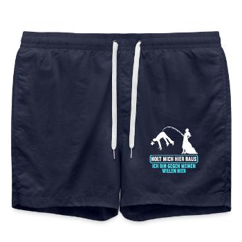 Junggesellenabschied Polterabend JGA Männer - Badeshorts - French Navy - Vorne - AI Model Male 185 light (185cm)