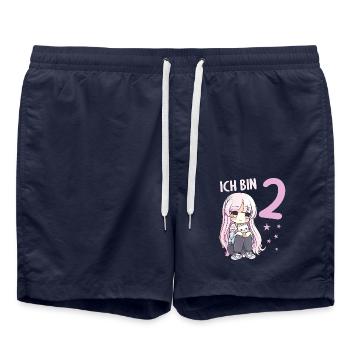 2 Jahre Mädchen Anime Kawaii Katze 2. Geburtstag - Badeshorts - French Navy - Vorne - AI Model Male 185 light (185cm)