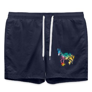 Colerfull Splash Art Farm animals donkey - Badeshorts - French Navy - Vorne - AI Model Male 185 light (185cm)