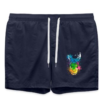 Colerfull Splash Art Farm animals donkey head - Badeshorts - French Navy - Vorne - AI Model Male 185 light (185cm)