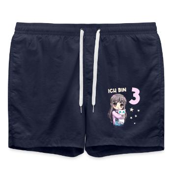 3 Jahre Mädchen Anime Kawaii Katze 3. Geburtstag - Badeshorts - French Navy - Vorne - AI Model Male 185 light (185cm)