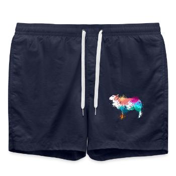 Animaux colorés de Splash Art Farm moutons - Short de bain - bleu marine - Devant - AI Model Male 185 light (185cm)