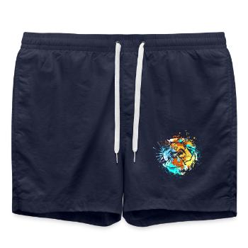 Splash Art Affe Borneo Orang Utan - Badeshorts - French Navy - Vorne - AI Model Male 185 light (185cm)