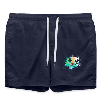 Splash Art Seehund Seelöwe Robbe - Badeshorts - French Navy - Vorne - AI Model Male 185 light (185cm)