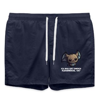 Ich mag halt einfach Fledermäuse Fledermaus - Badeshorts - French Navy - Vorne - AI Model Male 185 light (185cm)