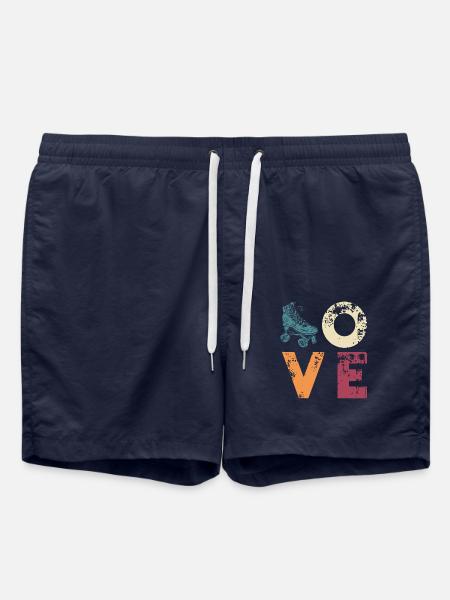 Retro Rollerskate Love - 70er Rollschuhlaufen - Badeshorts - French Navy