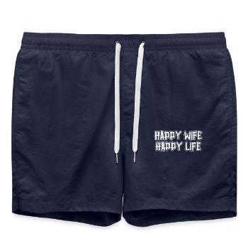 Femme heureuse Vie heureuse - Short de bain - bleu marine - Devant - AI Model Male 185 light (185cm)