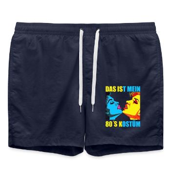 80er Motto Party Das ist mein 80er Jahre Kostüm - Badeshorts - French Navy - Vorne - AI Model Male 185 light (185cm)