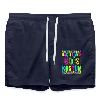 80er Motto Party Das ist mein 80er Jahre Kostüm - Badeshorts - French Navy - Vorne - AI Model Male 185 light (185cm)