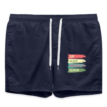 Eat Sleep Badminton Repeat - Badeshorts - French Navy - Vorne - AI Model Male 185 light (185cm)