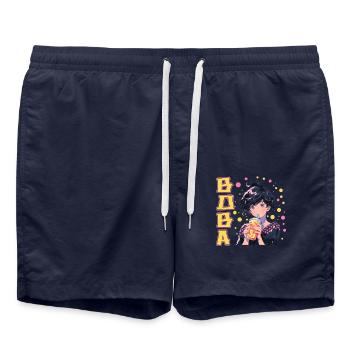 Anime and Boba Bubble Tea - Badeshorts - French Navy - Vorne - AI Model Male 185 light (185cm)