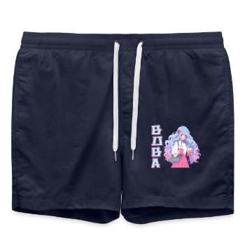Anime and Boba Bubble Tea - Swim Trunks - french navy - Front - AI Model Male 185 light (185cm)