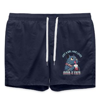 Anime Kawaii just a girl who loves Boba and Cats - Badeshorts - French Navy - Vorne - AI Model Male 185 light (185cm)