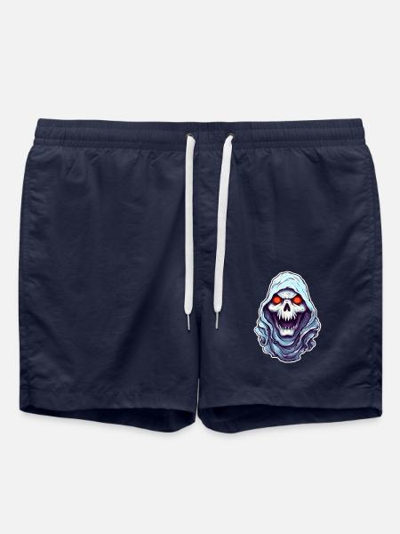 Skull Ghost Halloween - Swim Trunks - french navy