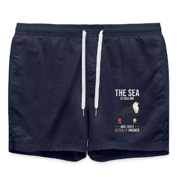 Seeotter Spruch Lustig Otter Geschenk - Badeshorts - French Navy - Vorne - AI Model Male 185 light (185cm)