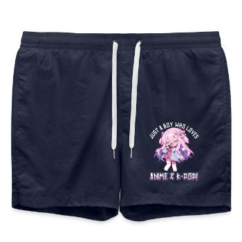Just a Boy who loves Anime and K-Pop - Badeshorts - French Navy - Vorne - AI Model Male 185 light (185cm)