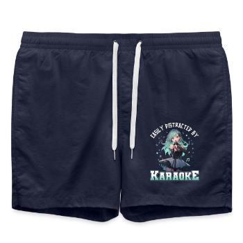 Easily distracted by Karaoke - Swim Trunks - french navy - Front - AI Model Male 185 light (185cm)