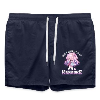 Easily distracted by Karaoke - Swim Trunks - french navy - Front - AI Model Male 185 light (185cm)