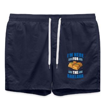 Baklava Cuisine grecque Grèce - Short de bain - bleu marine - Devant - AI Model Male 185 light (185cm)