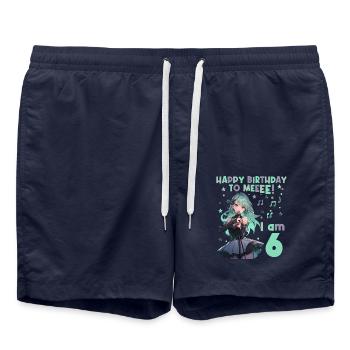 Anime Mandga K-Pop KPop Girl 6th Birthday - Swim Trunks - french navy - Front - AI Model Male 185 light (185cm)