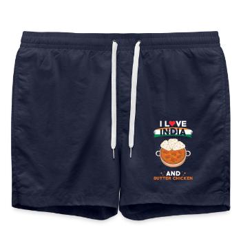 Butter Chicken Indien Indische Küche - Badeshorts - French Navy - Vorne - AI Model Male 185 light (185cm)