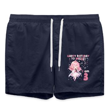 Anime Mandga K-Pop KPop Mädchen 3. Geburtstag - Badeshorts - French Navy - Vorne - AI Model Male 185 light (185cm)