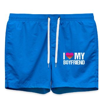 I Love My Boyfriend Heart My Boyfriend Vintage Bf - Swim Trunks - cobalt blue - Front