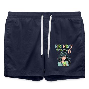 Anime Mandga Boba Bubble Tea 6ème anniversaire - Short de bain - bleu marine - Devant - AI Model Male 185 light (185cm)