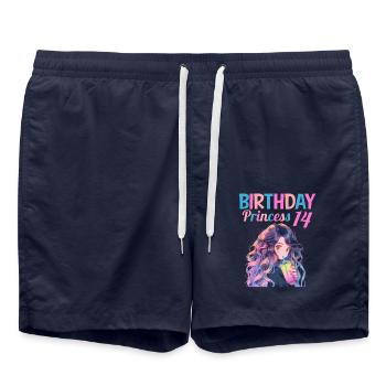 Anime Mandga Boba Bubble Tea 14. Geburtstag - Badeshorts - French Navy - Vorne - AI Model Male 185 light (185cm)