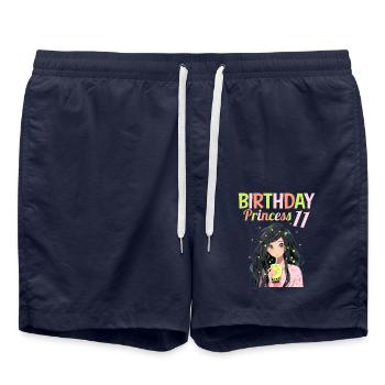 Anime Mandga Boba Bubble Tea 11. Geburtstag - Badeshorts - French Navy - Vorne - AI Model Male 185 light (185cm)