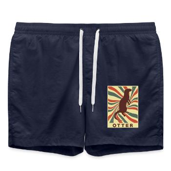 Otter Retro Vintage - Swim Trunks - french navy - Front - AI Model Male 185 light (185cm)