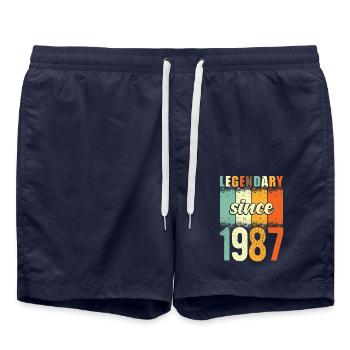 Legendary since 1987 Retro Vintage Birthday - Swim Trunks - french navy - Front - AI Model Male 185 light (185cm)