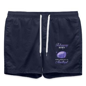 Pierre de naissance Améthyste de février - Short de bain - bleu marine - Devant - AI Model Male 185 light (185cm)