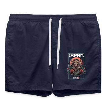 Chat d’Asie Samouraï japonais Samouraï - Short de bain - bleu marine - Devant - AI Model Male 185 light (185cm)