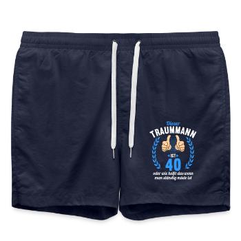 Dieser Traummann ist 40 Jahre 40 Geburtstag - Badeshorts - French Navy - Vorne - AI Model Male 185 light (185cm)
