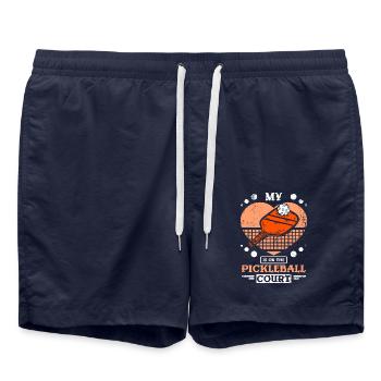Mon cœur est sur le terrain de pickleball - Short de bain - bleu marine - Devant - AI Model Male 185 light (185cm)