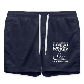 whisper those three sexy words, I'm a Masseuse - Badeshorts - French Navy - Vorne - AI Model Male 185 light (185cm)